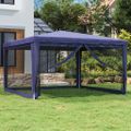 vidaXL Párty stan so 4 sieťkovanými bočnými stenami modrý 4x4 m HDPE