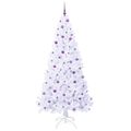 vidaXL Umelý vianočný stromček s 300 LED-i Biela 240 cm PVC a oceľ