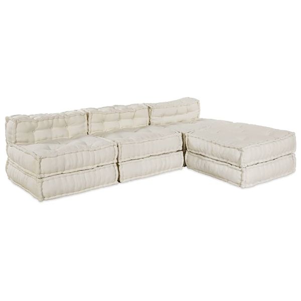 vidaXL Modulová pohovka 4 pcs Krémová Látka