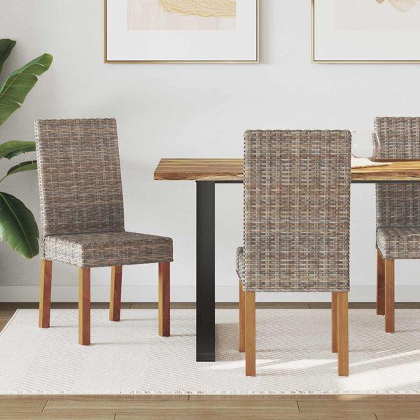 vidaXL Jedálenská stolička 2 pcs Kubu ratan a masívne mahagonové drevo