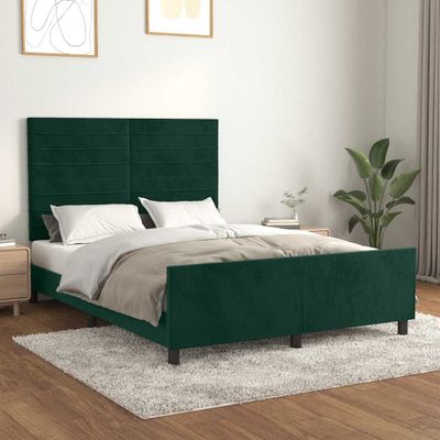 vidaXL Posteľ bez matraca tmavozelený 140x190 cm zamat