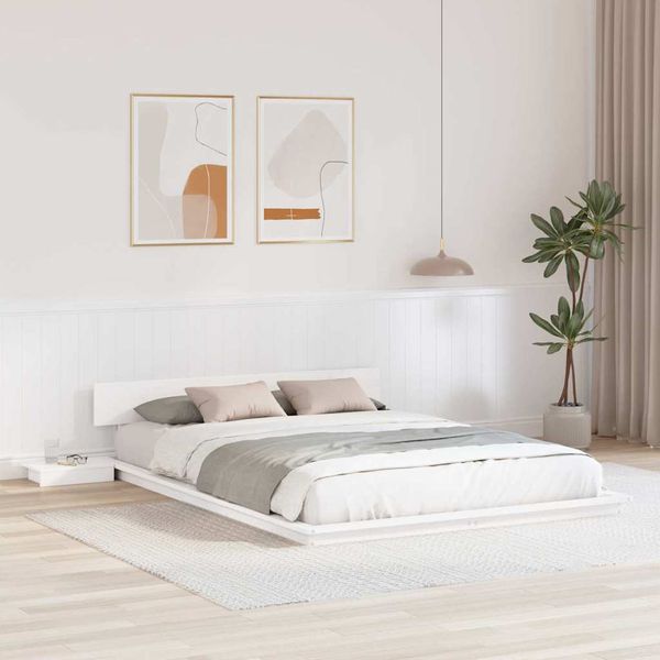 vidaXL Rám postele Biela 140 x 200 cm drevo