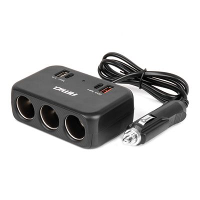 Predlžovacia zásuvka 1x USB-A 1x USB-C QC4.0 12V/24V 120W 80cm AMiO-04365