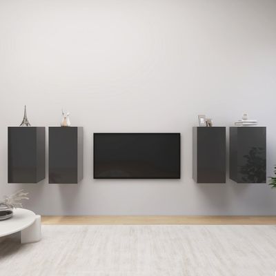 vidaXL TV skrinky 4 ks vysokolesklé sivé 30,5x30x60 cm drevotrieska