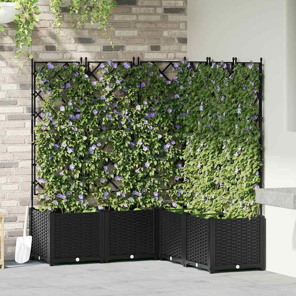 vidaXL Záhradný kvetináč 5 pcs Čierny 120 x 120 x 143 cm Plast