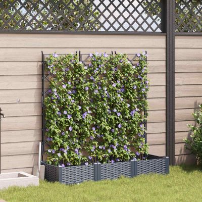 vidaXL Záhradný kvetináč 3 pcs Biely 120 x 40 x 125,5 cm Plast