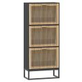 vidaXL Botník čierny 52x25x120 cm kompozitné drevo