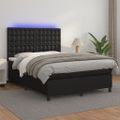 vidaXL Boxspring posteľ s matracom a LED čierna 140x200 cm umelá koža
