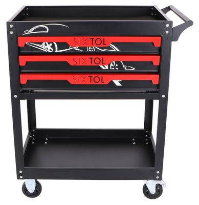 Dílenský vozík na nářadí MECHANIC TROLLEY JASON, 3 šuplíky, 1 police SIXTOL