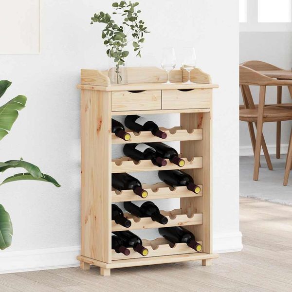 vidaXL Regál na víno Prírodná 58 x 28 x 90 cm Masívne borovicové drevo