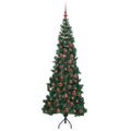vidaXL Rohový umelý vianočný strom s 300 LED-i Zelená 180 cm PVC a kov