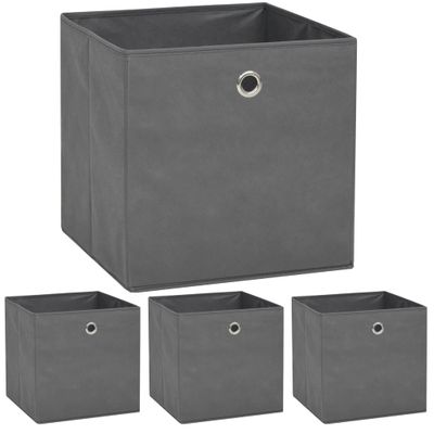 vidaXL Úložné boxy, 4 ks, netkaná textília, 32x32x32 cm, sivé