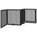 vidaXL Brána pre psa dvere sklad. 4 panely čierna 320cm topoľové drevo