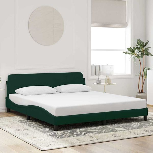 vidaXL Rám postele Dover tmavozelený 180x200 cm zamat
