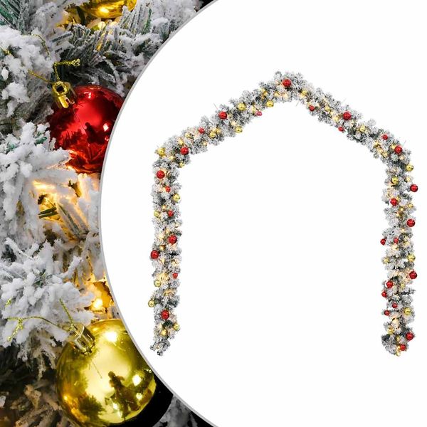 vidaXL Vianočná girlanda s ozdobami a LED svetlami zelená 20 m PVC