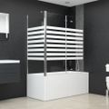 vidaXL Vaňová zástena 120x68x130 cm, tvrdené sklo, pruhovaná