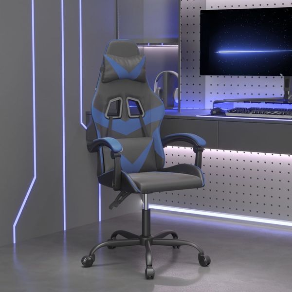 vidaXL Herná stolička čierna a modrá umelá koža
