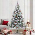 vidaXL Umelý vianočný stromček Zelená a biela 210 cm PVC, kov a plast