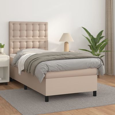 vidaXL Boxspring posteľ s matracom kapučínová 90x200 cm umelá koža