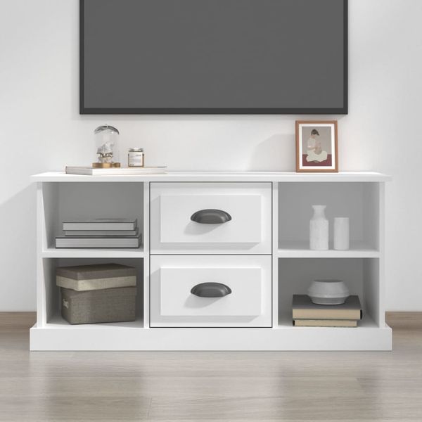 vidaXL TV skrinka biela 99,5x35,5x48 cm spracované drevo