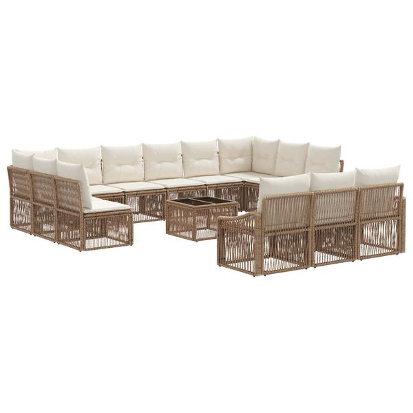 vidaXL Súprava záhradných pohoviek 14 pcs Béžová polyratan