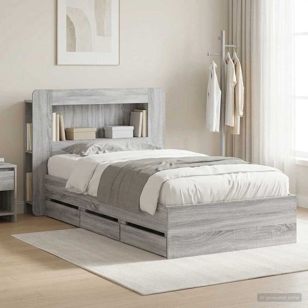 vidaXL Rám postele so skladom Sivý Sonoma 80 x 200 cm Kompozitné drevo