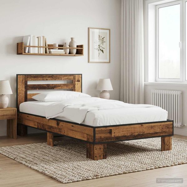 vidaXL Rám postele s čelom Staré drevo 80 x 200 cm Kompozitné drevo