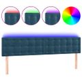 vidaXL Čelo postele s LED tmavomodré 180x5x78/88 cm zamat