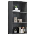 vidaXL Knižnica s 3 policami, lesklá sivá 60x30x114 cm, drevotrieska