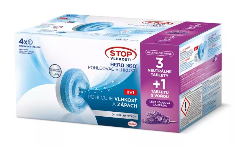 3016425 Ceresit STOP VLHKOSTI AERO 360° náhradné tablety 2v1, 3x neutrálna tableta + 1x levanduľová