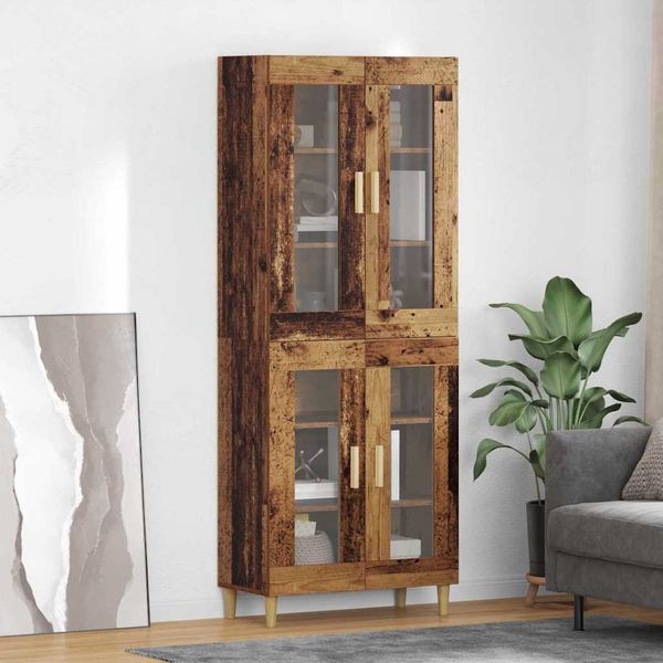 vidaXL Highboard Staré drevo 69,5 x 34 x 180 cm Kompozitné drevo