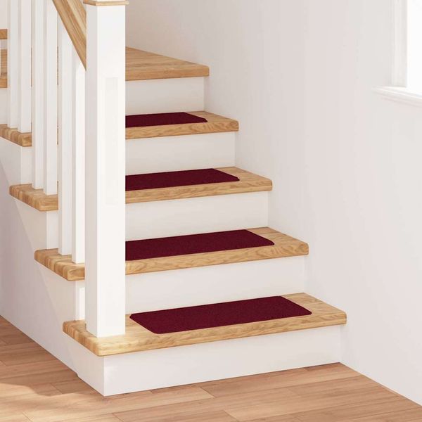 vidaXL Protišmykové schodové rohože 15 pcs Bordová 60 x 25 cm PP