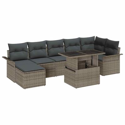 vidaXL Súprava záhradných pohoviek s vankúšom 8 pcs Sivá Poly ratan