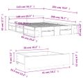 vidaXL Posteľný rám so zásuvkami betónovosivý 140x200cm kompozit.drevo