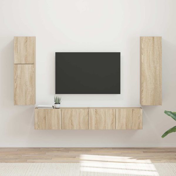 vidaXL Zostava TV skriniek Nástenný 4 pcs Sonoma dub Kompozitné drevo