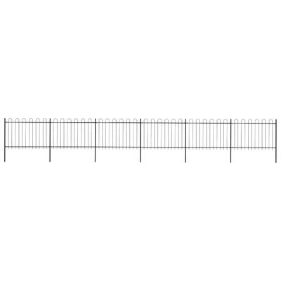 vidaXL Záhradný plot s oblúkom navrchu, oceľový 1005x120 cm, čierny