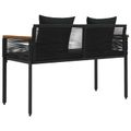 vidaXL Vonkajšia lavička 2 -Seater 117 x 54 x 74.5 cm polyratan Čierna