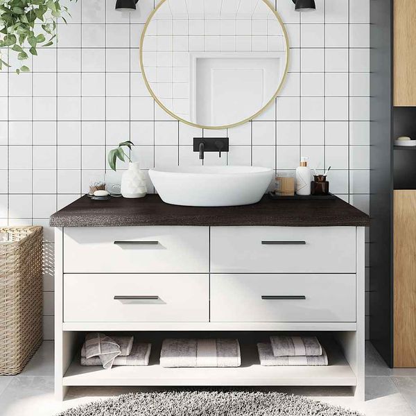 vidaXL Kúpeľňová doska tmavohnedá 100x60x(2-6) cm ošetrený masív