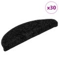 vidaXL Schodové rohože 30 ks 56x17x3 cm čierne polkruhové