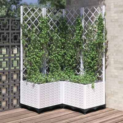 vidaXL Záhradný kvetináč s mriežkou biely 80x80x136 cm PP