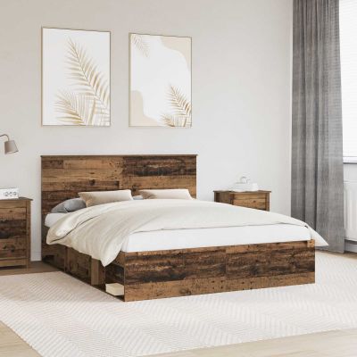 vidaXL Rám postele Staré drevo 160 x 200 cm Masívne borovicové drevo