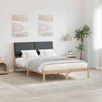vidaXL Rám postele hnedá a tmavosivá 150 x 200 cm Borovicový masív