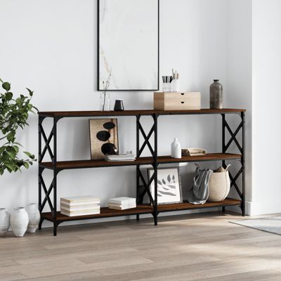 vidaXL Konzolový stolík hnedý dub 200x28x80,5 cm kompozitné drevo