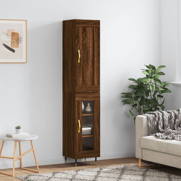 vidaXL Vysoká skrinka hnedý dub 34,5x34x180 cm spracované drevo