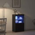 vidaXL LED komoda Čierna 60 x 37 x 100 cm Kompozitné drevo
