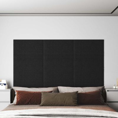 vidaXL Nástenný čelník 12 pcs 60 x 30 cm Čierna látka