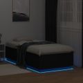 vidaXL Posteľný rám s LED svetlami čierny 90x190 cm kompozitné drevo