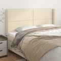 vidaXL Čelo postele so záhybmi krémové 203x16x118/128 cm umelá koža