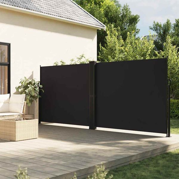 vidaXL Zaťahovacia bočná markíza, čierna 180x600 cm