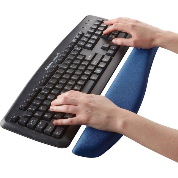 FELLOWES opěrka zápěstí ke klávesnici PlushTouch/ 475mm x 62mm x 15mm/ polypropylen/paměťová pěna/ modrá Operka dlane, ke klávesnici, 460x81mm, pametová pena, modrá